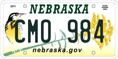 NE license plate CMO984