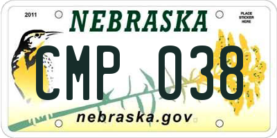 NE license plate CMP038