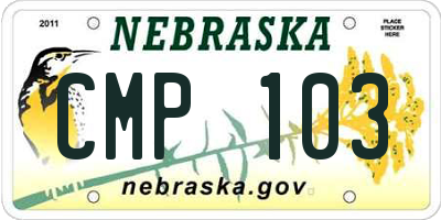 NE license plate CMP103