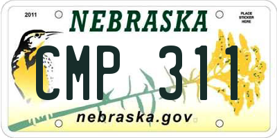 NE license plate CMP311