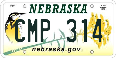 NE license plate CMP314