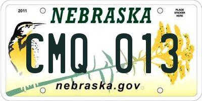 NE license plate CMQ013