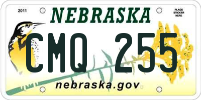 NE license plate CMQ255
