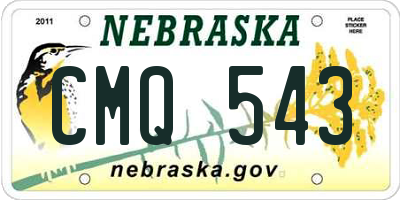 NE license plate CMQ543