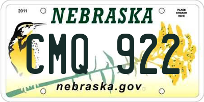 NE license plate CMQ922