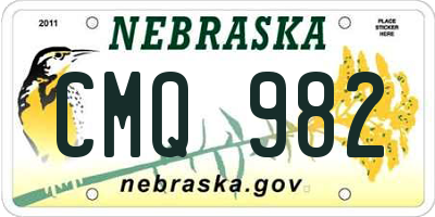 NE license plate CMQ982