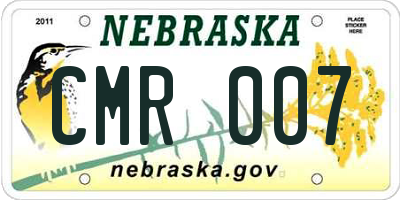 NE license plate CMR007