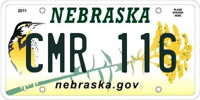 NE license plate CMR116
