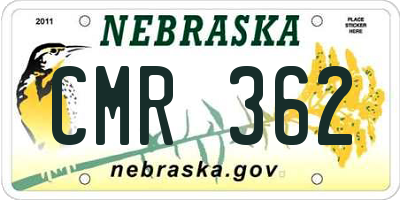 NE license plate CMR362