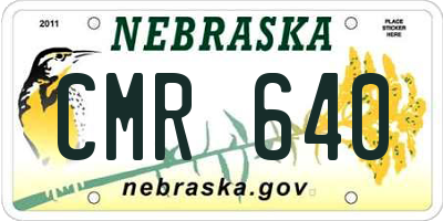 NE license plate CMR640