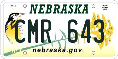 NE license plate CMR643