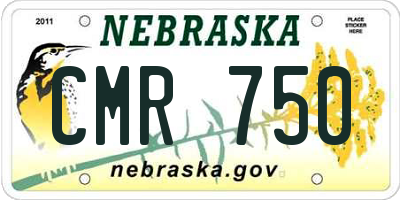 NE license plate CMR750