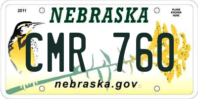 NE license plate CMR760