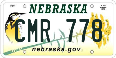 NE license plate CMR778