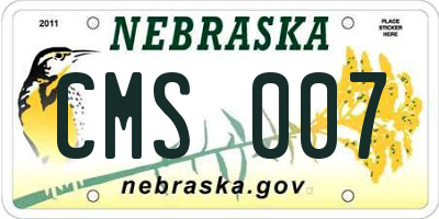 NE license plate CMS007
