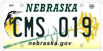 NE license plate CMS019