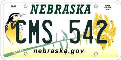 NE license plate CMS542
