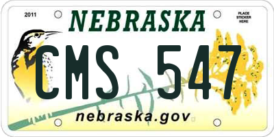 NE license plate CMS547