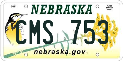 NE license plate CMS753