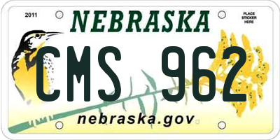 NE license plate CMS962