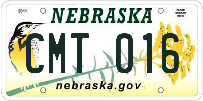 NE license plate CMT016