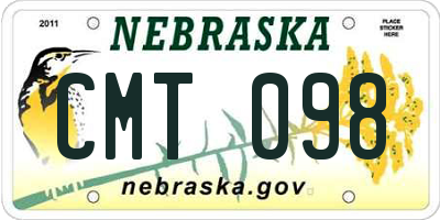 NE license plate CMT098