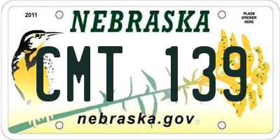 NE license plate CMT139