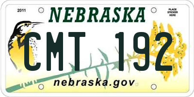 NE license plate CMT192