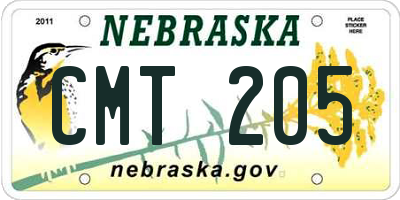 NE license plate CMT205