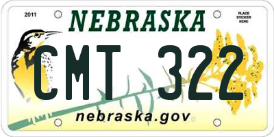 NE license plate CMT322