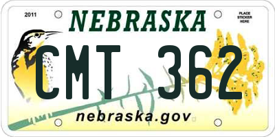 NE license plate CMT362