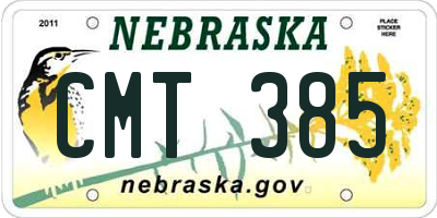 NE license plate CMT385