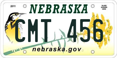 NE license plate CMT456