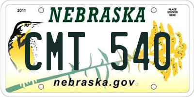 NE license plate CMT540