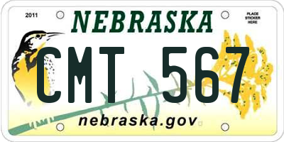 NE license plate CMT567