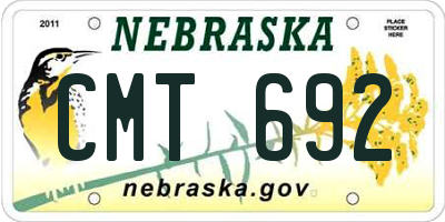 NE license plate CMT692