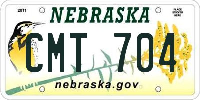 NE license plate CMT704