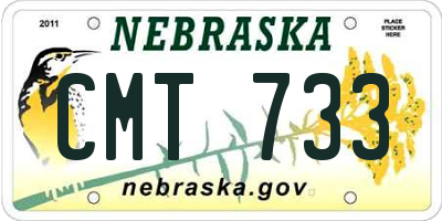 NE license plate CMT733