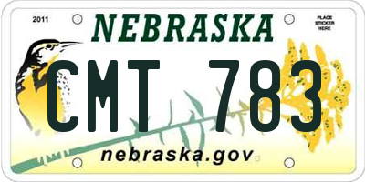 NE license plate CMT783