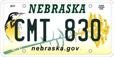 NE license plate CMT830