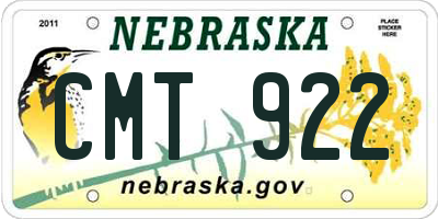 NE license plate CMT922