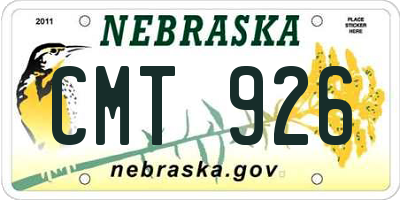 NE license plate CMT926