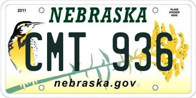 NE license plate CMT936