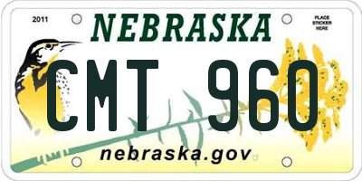NE license plate CMT960