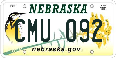 NE license plate CMU092