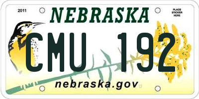 NE license plate CMU192