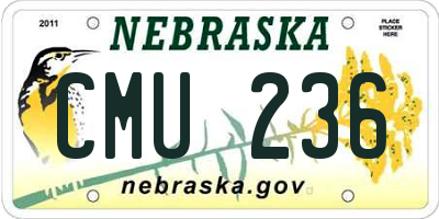 NE license plate CMU236