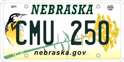 NE license plate CMU250