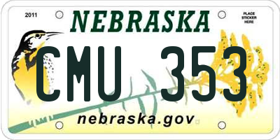 NE license plate CMU353