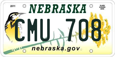 NE license plate CMU708